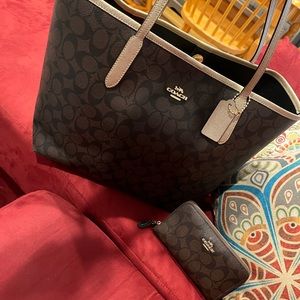 Coach tote and matching wallet. Like new.